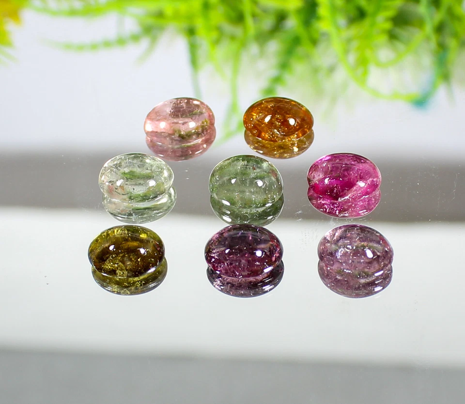 Natural Multi Color Tourmaline Cabochon Lot Gemstone for Jewelry Making, 9x7x3mm - Image 4 of 4