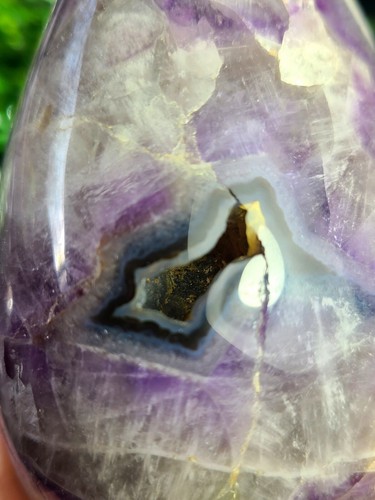 Grande 5" 1.033g A+ Chevron Dream Amatista Druzy Geoda Cristal Tallado Forma Libre - Imagen 19 de 20