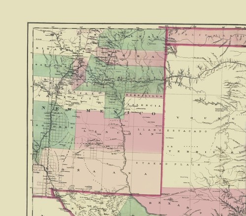 Historic State Map - Texas - Colton 1872 - 23 x 26.19 - Vintage Wall Art - Imagen 2 de 20