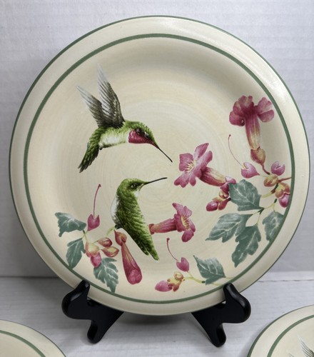 Set of 4 Lenox SUMMER GREETINGS Ruby-Throated Hummingbird 8.5" Salad Plate - Picture 6 of 11
