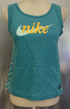 Nike Tank Top Girls Kids Sz XL Teal Cotton Blend Logo Kangaroo Pocket Shirt