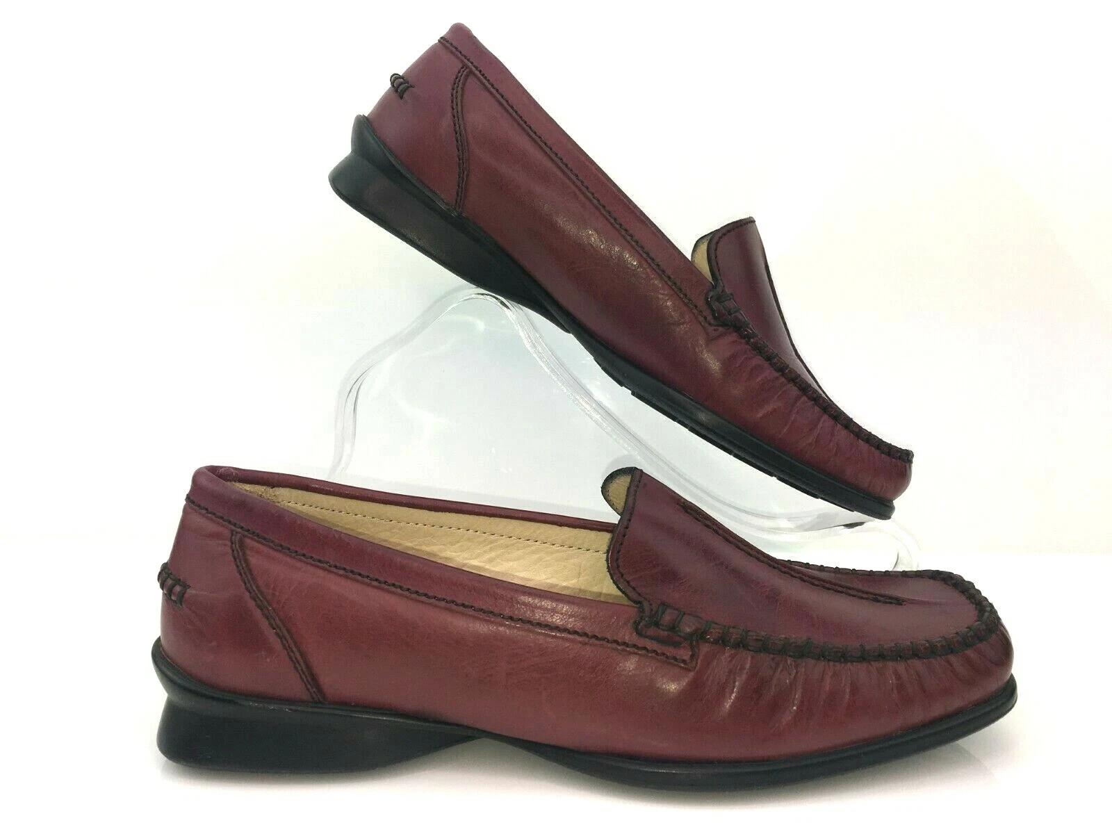 VANS Mocassini VAN DAL donna rosso bordeaux in pelle scarpe da guida 36 UK 3 US 5 5