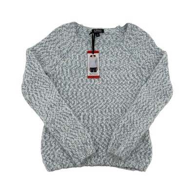 Buffalo David Bitton Light Gray White Fuzzy Knit Long Sleeve Sweater Women  M New
