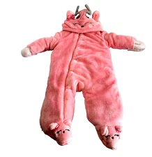 KOALA BABY Hooded Pink Snow Suit/Bunting Cuddly Warm Size 6/9 Months Hand Covers