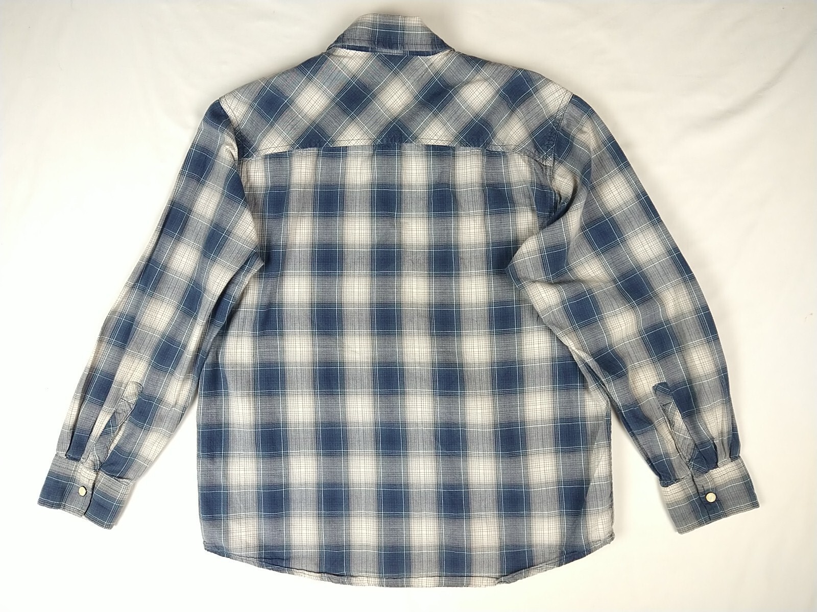 Arizona Jeans Co Pearl Snap Gray Flannel Shirt (Men Size L Large) Outdoors