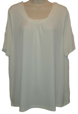 Maggie Barnes Essentials Cream Stretchy Blouse Top Shirt Size 0X 16W