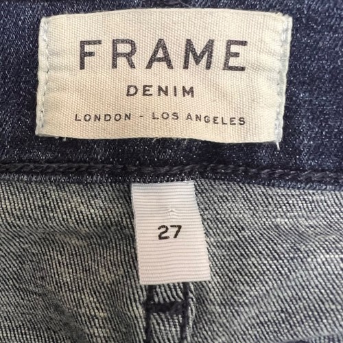 Pantalones de mezclilla para mujer FRAME Le High rectos azul elástico dobladillo crudo talla 27 - Imagen 4 de 9