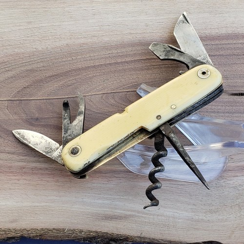 Rare Antique Feist & Co Lunawerks  Knife 6 Multi Tool Solingen 1903 Bakelite  - Bild 7 von 12