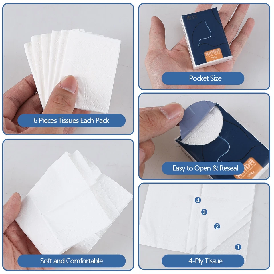 Pacote com 480 pacotes de tecido branco facial para viagem Cand, 4 folhas macias sem cena - Imagem 2 de 4