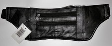 Genuine Lambskin Leather Money Belt/Fanny Pack - 032 BLACK