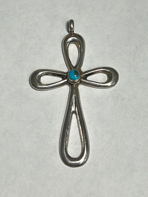 One Of Most Unique Vintage Southwestern Sterling Silver Turquoise Cross Necklace One Of Most Unique Vintage Southwestern Sterling Silver Turquoise Cross Necklace