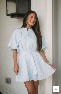 These Three Boutique Jamie Eyelet Dress Baby Blue Size S
