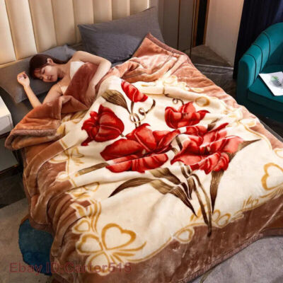 High-end Raschel Blanket Quilt Super Thick Double-layer Coral