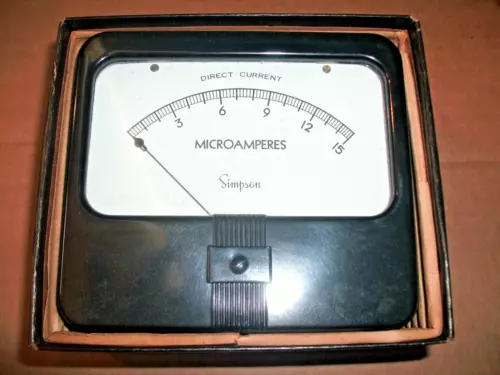 SIMPSON MODEL 29 05120 DC MICROAMPERES PANEL METER 0-15 DISTRESSED PACKAGE