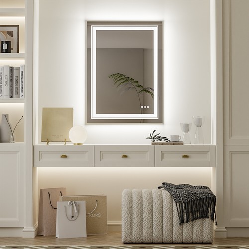Espejos retrovisores de tocador de pared iluminados LED para baño de 3 tamaños con luces IP65 grandes - Imagen 8 de 31