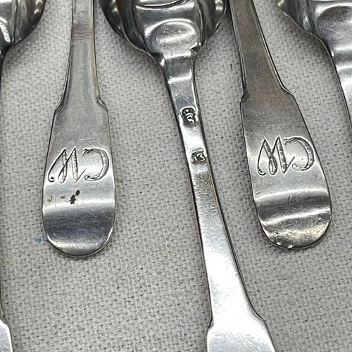 Antique Lot of 9 Monogrammed CW Silver Teaspoons .800 Silver J. Schott Style - Picture 12 of 22