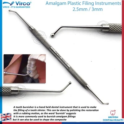 VIRCO Dental Restorative Amalgam Mixing Double Ended BALL BURNISHER Plastic Filling