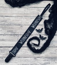 Halloween Gothic Ghoul Pacifier Clip Baby Fright Goth Wednesday