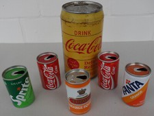 5x Coca Cola Fanta Sprite Tuborg 150 ml Flugzeug Dose aus 1988 + Spardose