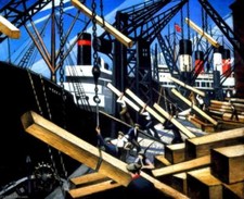 Loading Timber Southampton Docks Art Print – C.R.W. Nevinson Futurist Industrial