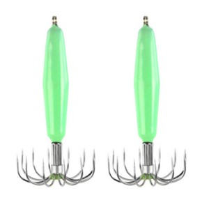 Angling Luminous Jigs Squid Hook Fishing Tackle Wood Shrimp Lures Octopus Bait