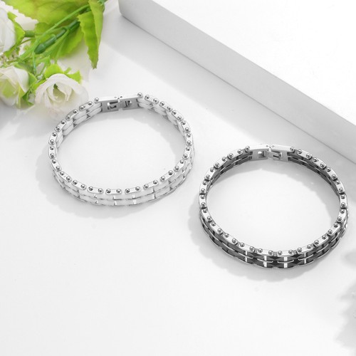 11MM Wide Double Layer Stainless Steel Ceramic Link Chain Bangle Bracelet US - Picture 11 of 24