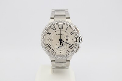 NEW CARTIER BALLON BLEU CHRONOGRAPH STEEL 44MM DIAMOND ENCRUSTED WATCH  W6920076 | eBay