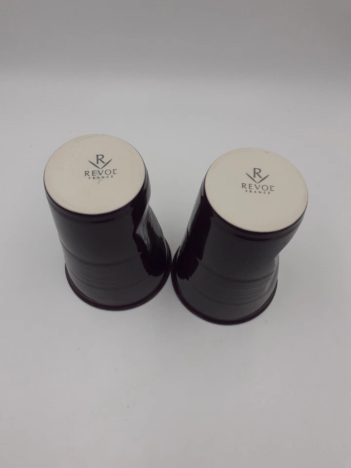 Vaso crumple de porcelana Revol 8 onzas marrón oscuro Francia Foto 2 de 4