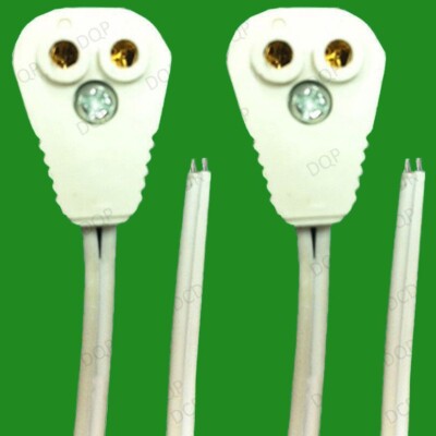 2x T5 Fluorescent & LED Tube Lamp Holder Socket Fittings, 58cm Cables (G5 Base)
