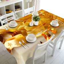 Golden Luxury 3D Tablecloth Table cover Cloth Rectangle Wedding Party Banquet