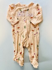 Carter's 3 month Girl Footed Pajama Zip Up Cotton Floral Little Sister Footie 3m