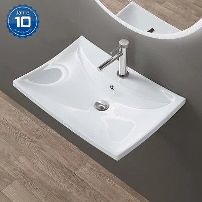 DOPORRO Waschbecken keramik Aufsatzwaschbecken Hängewaschbecken Waschtisch mit Nano B709
