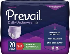 Prevail Maximum Absorbency Incontinence Underwear for Women, Medium, 20 Count