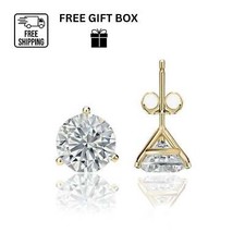 14k Yellow Gold Round AAA Quality CZ Martini Stud Earrings y