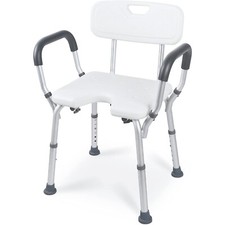Adjustable Portable Bath Shower Chair with Arms  Backrest   250 lb Capacity