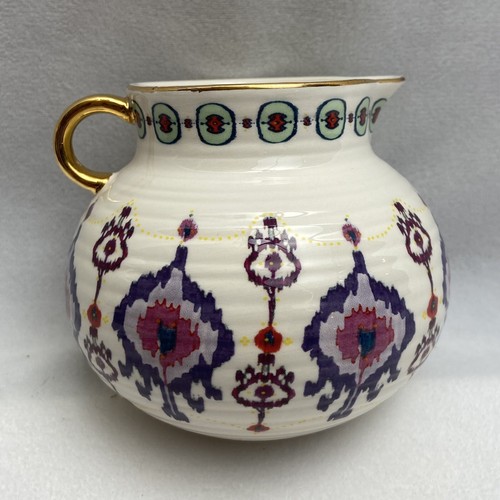 Anthropologie Boho Halden Pitcher Pink Purple Cream Color Gold Edge - Picture 5 of 10