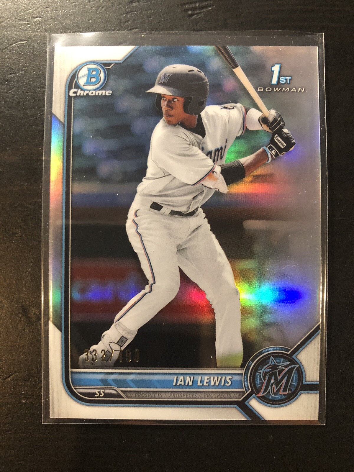 2022 Bowman Chrome Prospects Refractor #BCP-96 Ian Lewis /499 Miami Marlins PWE