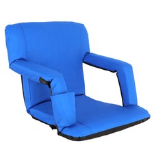 Adjustable Portable Multiuse Recliner Blue Stadium Seat W/ Cup Pocket EXTRA