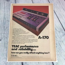 1975 TEAC A-170 Stereo Cassette Deck Vtg Print Ad/Poster Promo Art Magazine Page