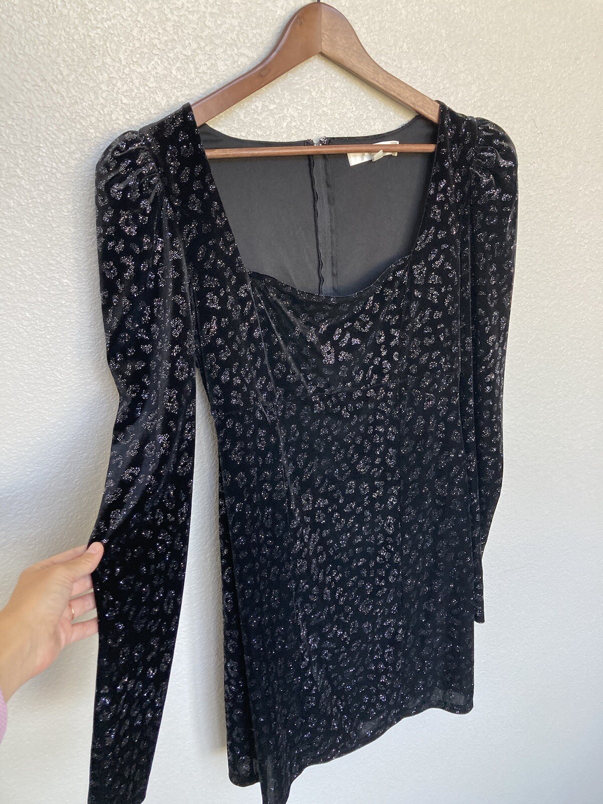 FILA Mini abito a tracolla nero velluto puff a tracolla taglia XL manica lunga