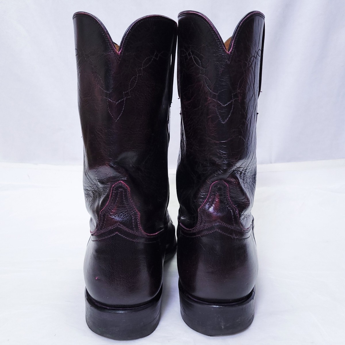 Vintage Lucchese Black Cherry Roper Leather Boots *Men display picture 1