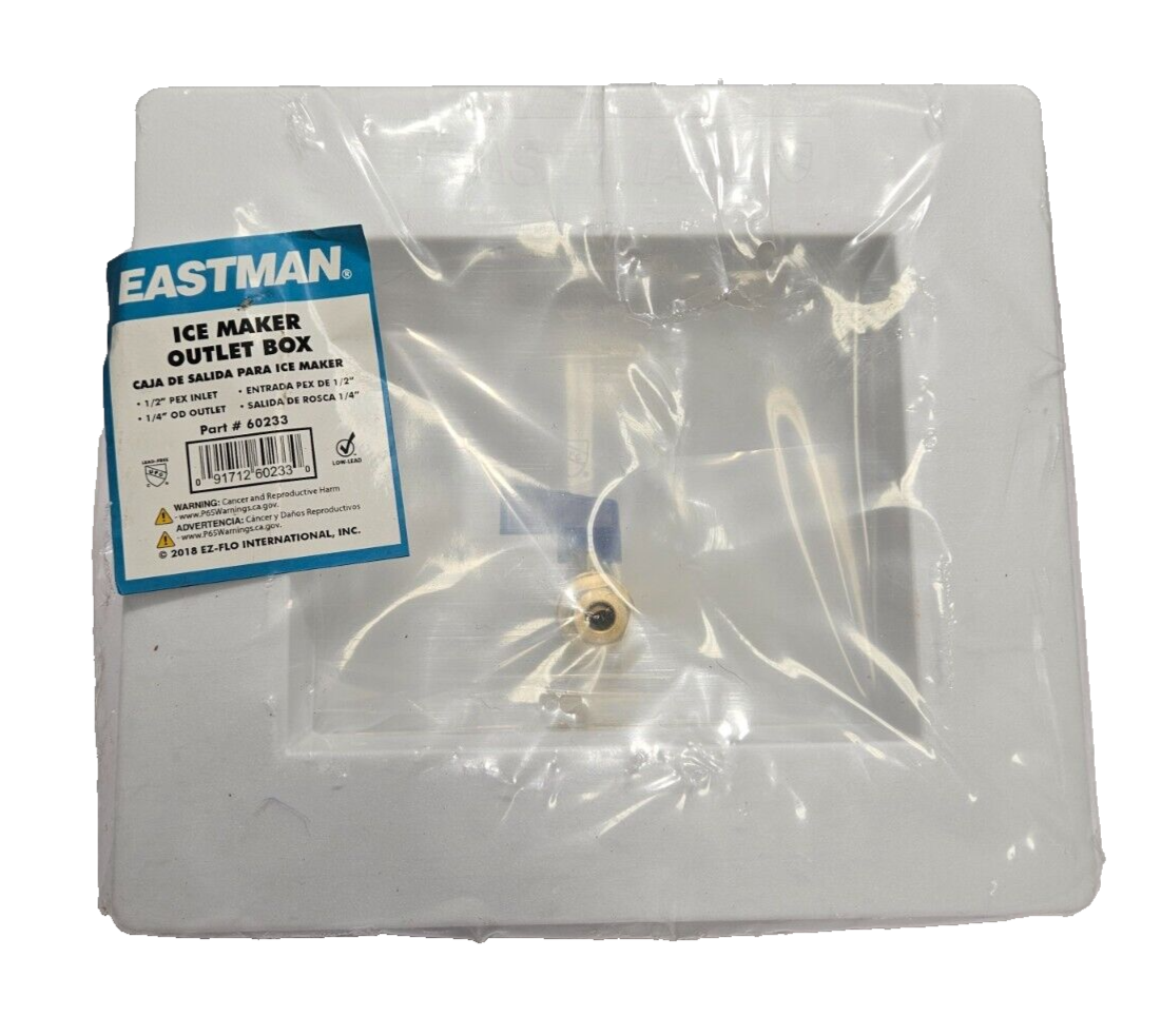 EASTMAN ICE MAKER OUTLET BOX 1/2" PEX INLET 1/4" OD OUTLET PART 60233