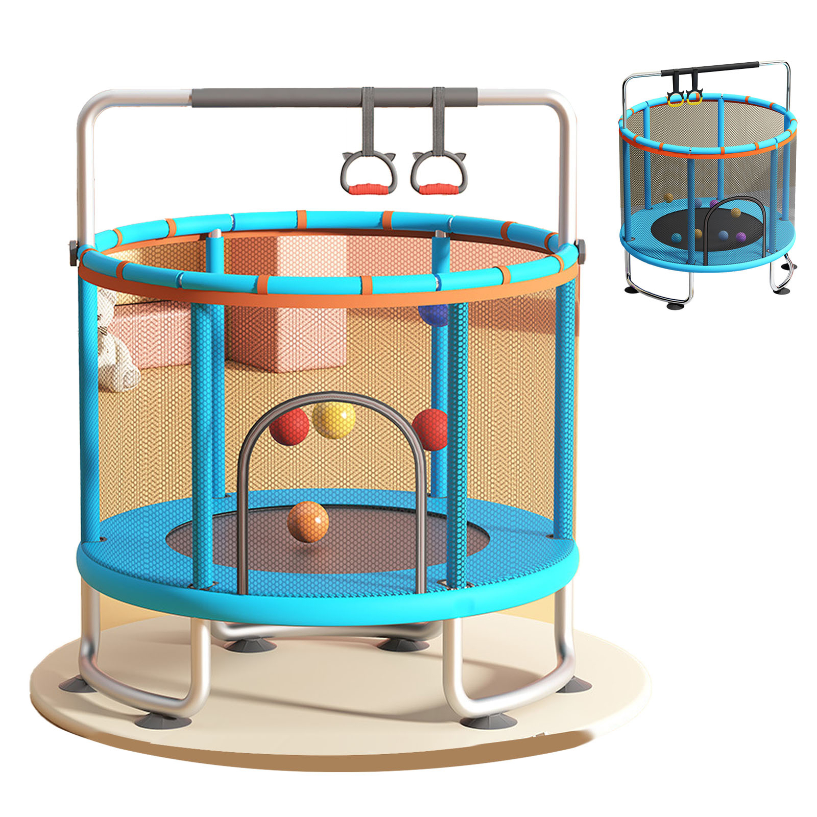 Kindertrampolin Indoor Trampolin körperliche Entwicklung mit Bällen Schaukel für