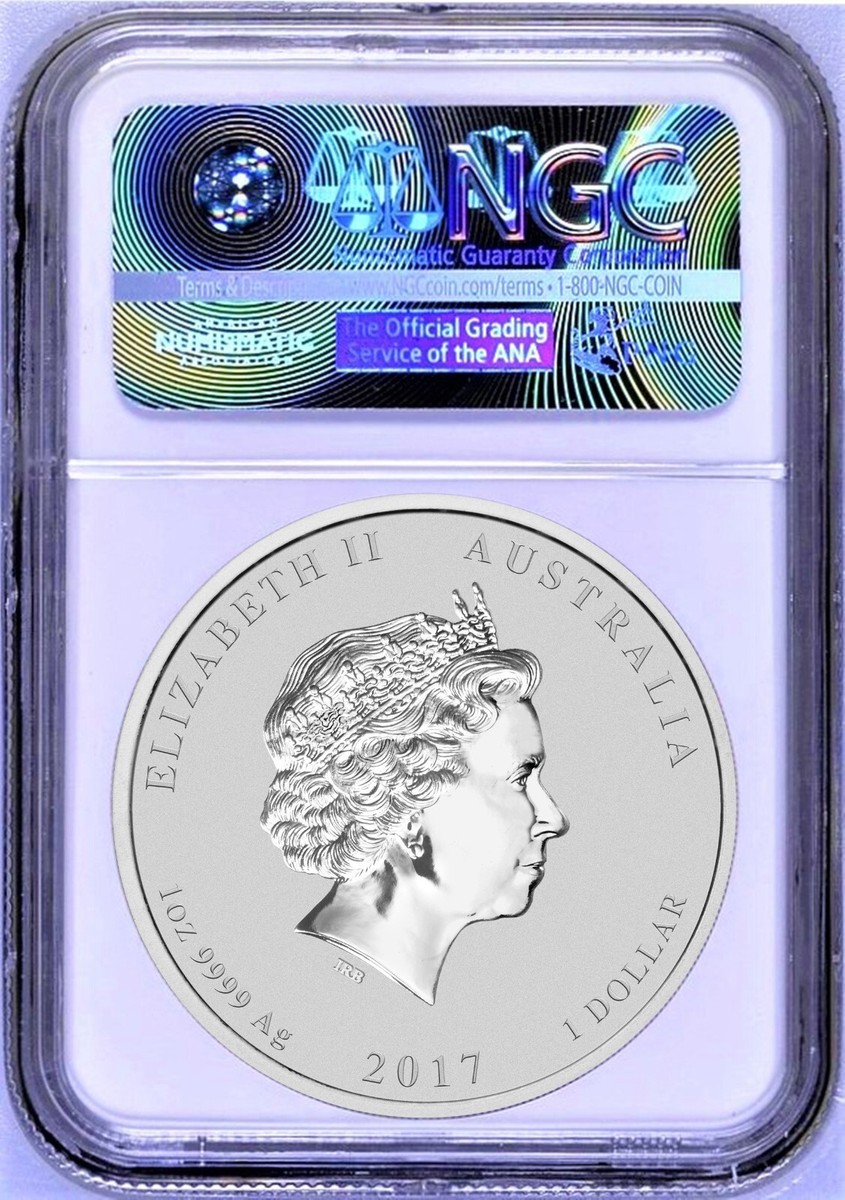 2017 P Australia GILDED Silver Lunar Year of Rooster NGC MS 70 1