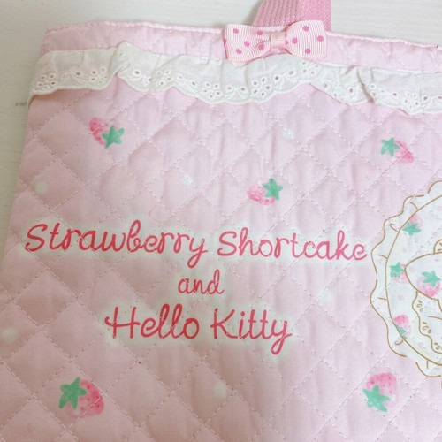 Sanrio Hello Kitty Strawberry Shortcake Lesson Tote Bag Pink Ribbon Kawaii Japan - Picture 3 of 24