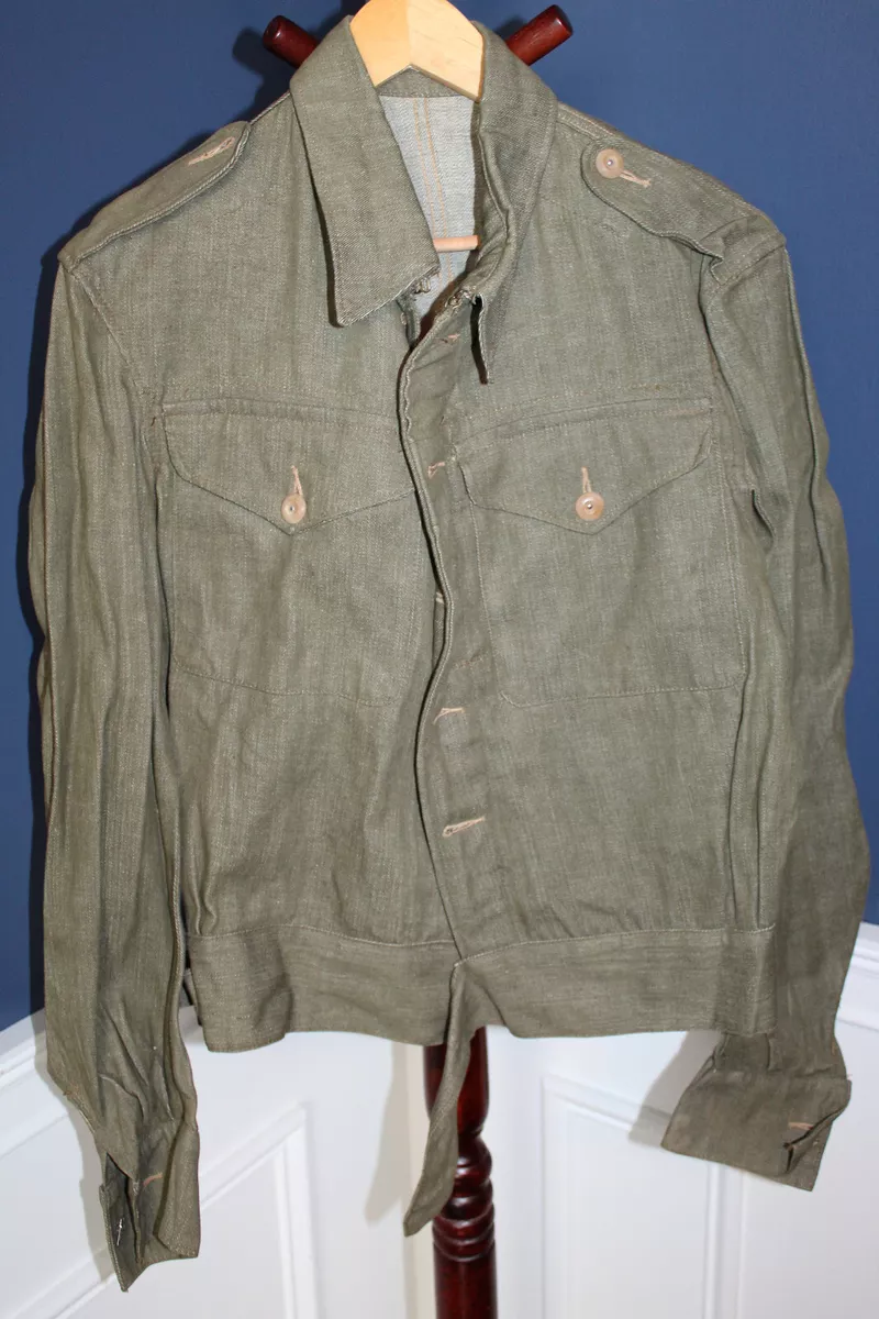 Rare Original & Mint British Army Denim Green Combat Blouse (Jacket), 1953 d