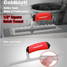 Goldblatt 1/2" Square Notch Trowel Stainless Steel Masonry Tile Installation Set