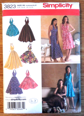 NEW Simplicity Pattern 3823 Misses' Plus sz 14-22 Halter Dress w Variations