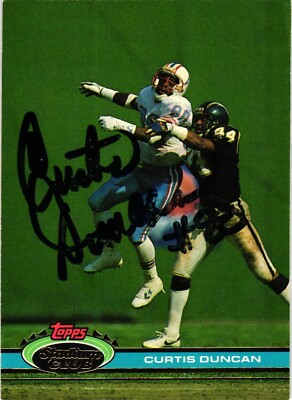 Curtis Duncan #220 Signed 1991 Studium Club NFL Football Card AUTO Oilers