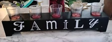 Black Wooden Family Candle Holder 18" Tabletop or Mantel 5 T-lights